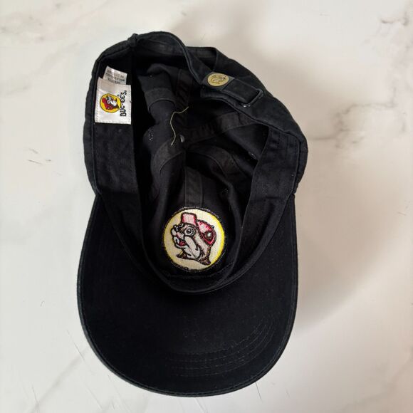 Buc-ee's Hat Black Adjustable Strapback Cap OSFM Round Beaver Head Logo Bucees - Picture 2 of 3